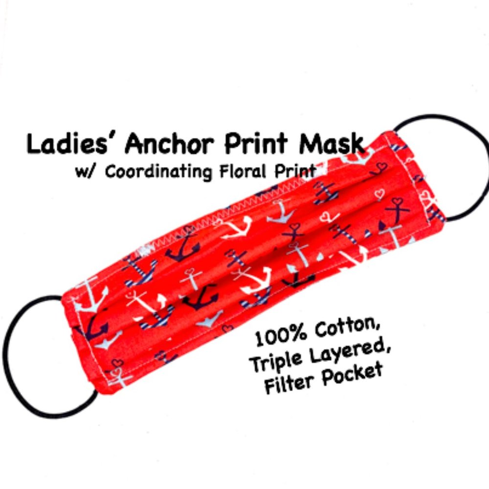 Ladies' Triple Layer Cotton Face Mask - Anchors